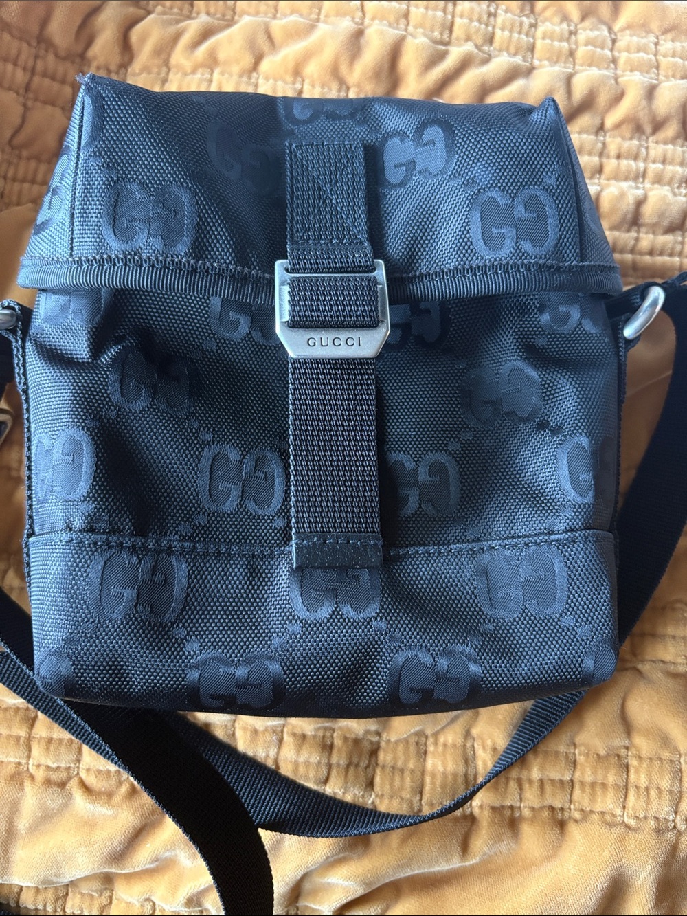 Gucci “Off the Grid” Crossbody Black Monogram Econyl
